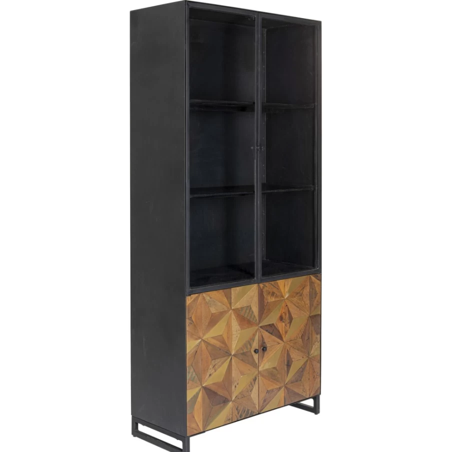 KARE Design Modern Gold Display Cabinet 90x180cm - Illusion Style Glass Shelves Living Room Storage