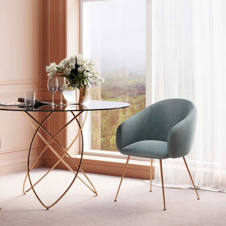 "KARE Design Lorena Turquoise Armchair – Stylish Comfort with Armrests"