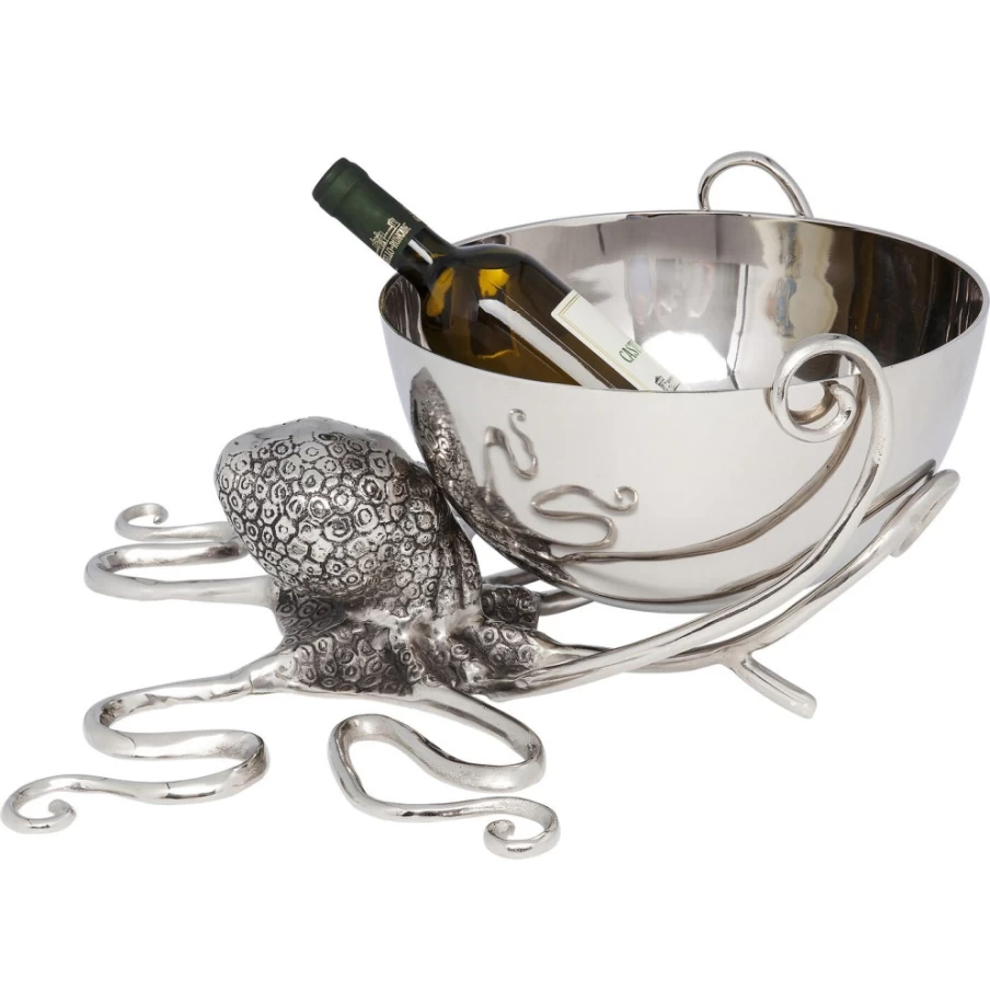 KARE Design Modern Octopus Wine Cooler - 45cm Stainless Steel Beverage Chiller for Home & Bar