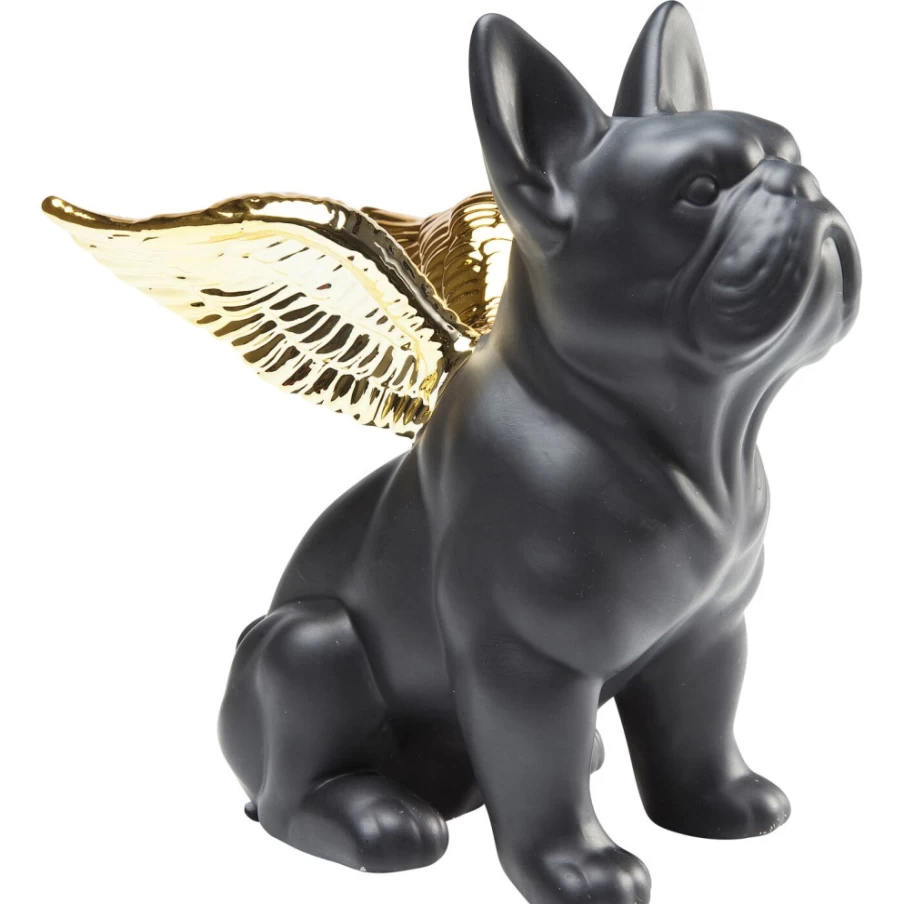 KARE Design Gold and Black Sitting Angel Dog Figurine - Decorative Home Deco Statue
