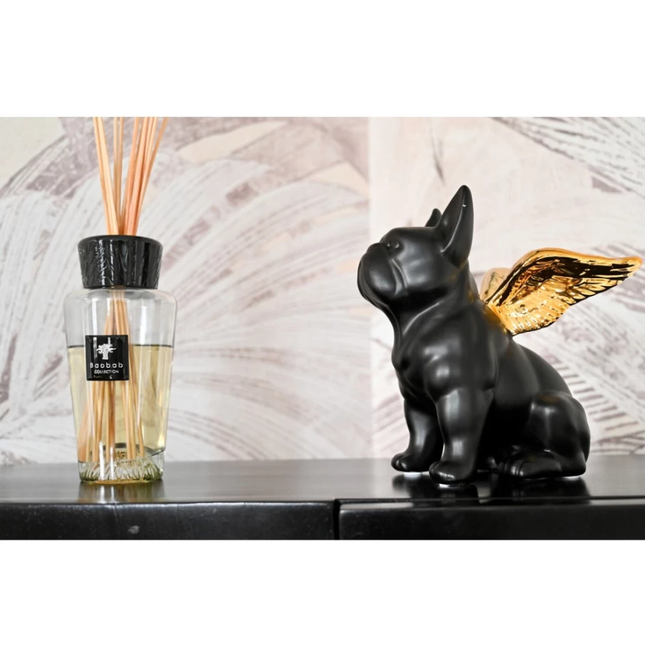 KARE Design Gold and Black Sitting Angel Dog Figurine - Decorative Home Deco Statue