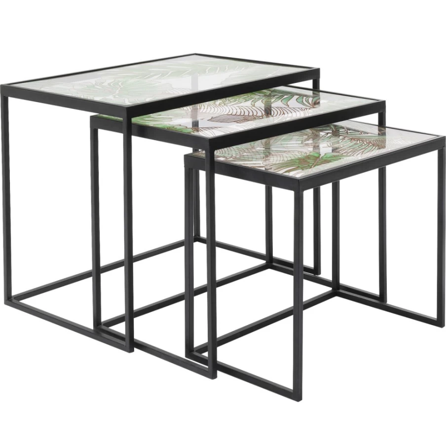 KARE Design Modern Jungle Side Table Set of 3 - Stylish Living Room End Tables