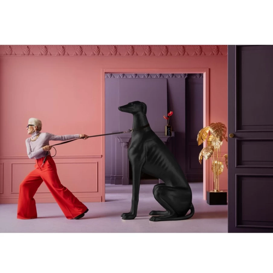 "KARE Design Modern Greyhound Sculpture - Oskar Black 180cm Tall Statue for Home Decor"