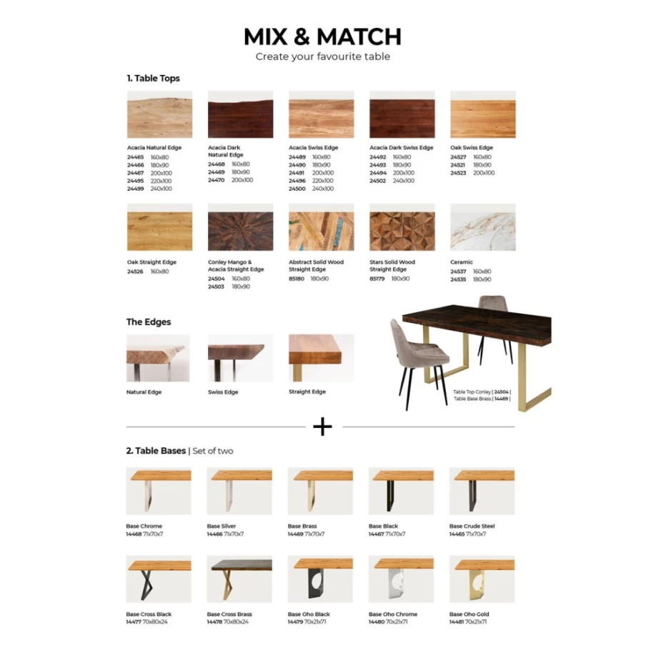 KARE Design Modern Swiss Edge Oak Wood Table Top 200cm x 100cm Dining Desk Surface