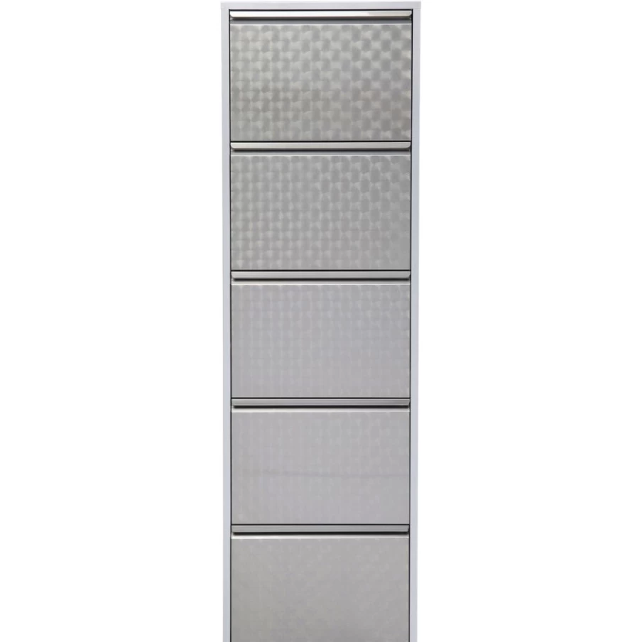 KARE Design Shoe Storage Cabinet Caruso 5 - Brushed Silver Modern Organizer