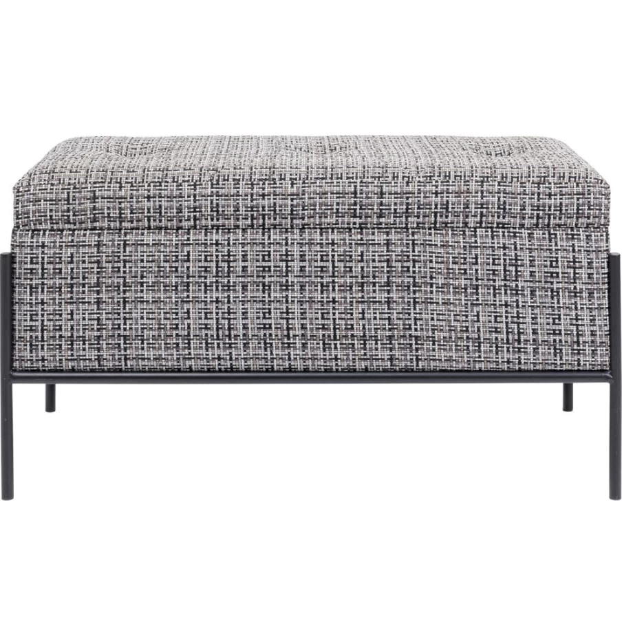 KARE Design Modern Bench with Storage and Buttons in Black & White - Small Space Saving Furniture