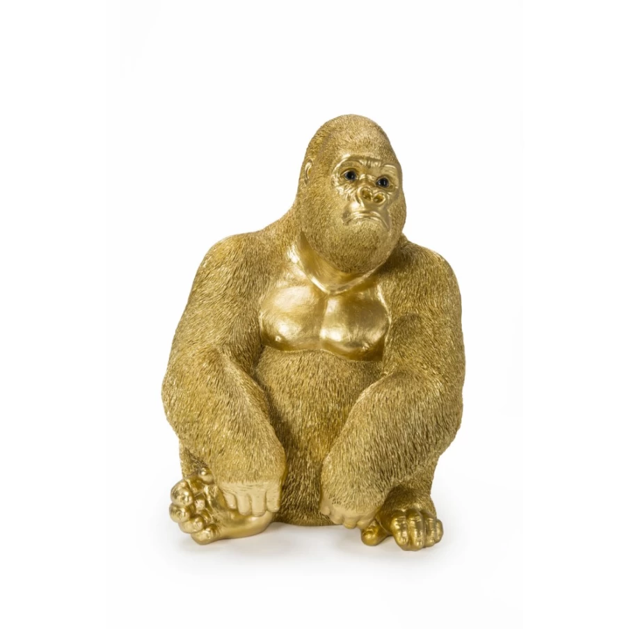 KARE Design Modern Gold Gorilla Monkey Statue - 39cm Decorative Figurine for Home & Office
