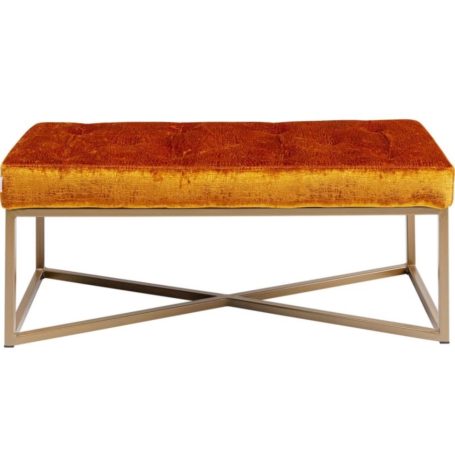 KARE Design Bench Crossover Croco Diva Bronze 90x40cm Leather Stool Luxury Seating