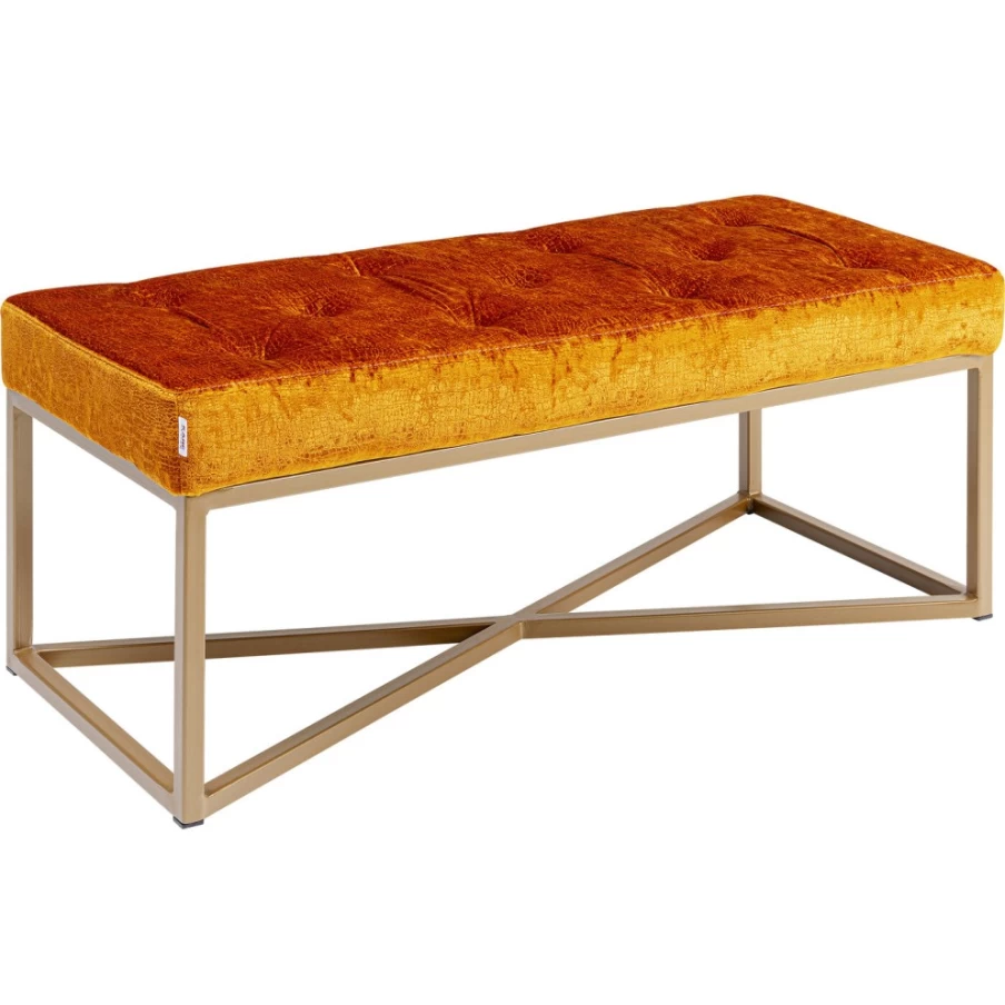 KARE Design Bench Crossover Croco Diva Bronze 90x40cm Leather Stool Luxury Seating