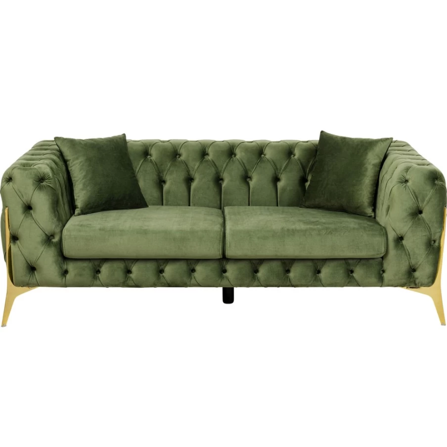 "KARE Design Bellissima 2-Seater Velvet Sofa in Green - 200cm Modern Luxury Lounge Furniture"