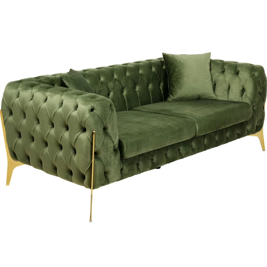 "KARE Design Bellissima 2-Seater Velvet Sofa in Green - 200cm Modern Luxury Lounge Furniture"
