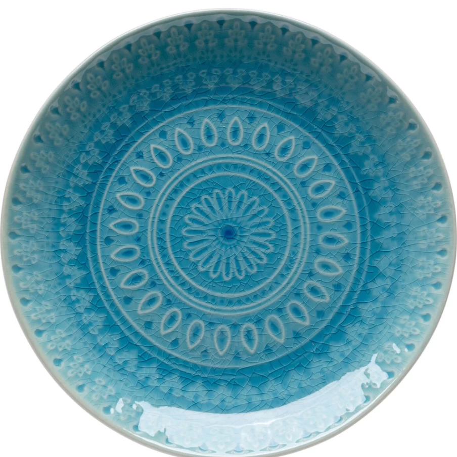 KARE Design Sicilia Blue Decorative Plate 21cm - Handcrafted Ceramic Art Plate for Home Decor