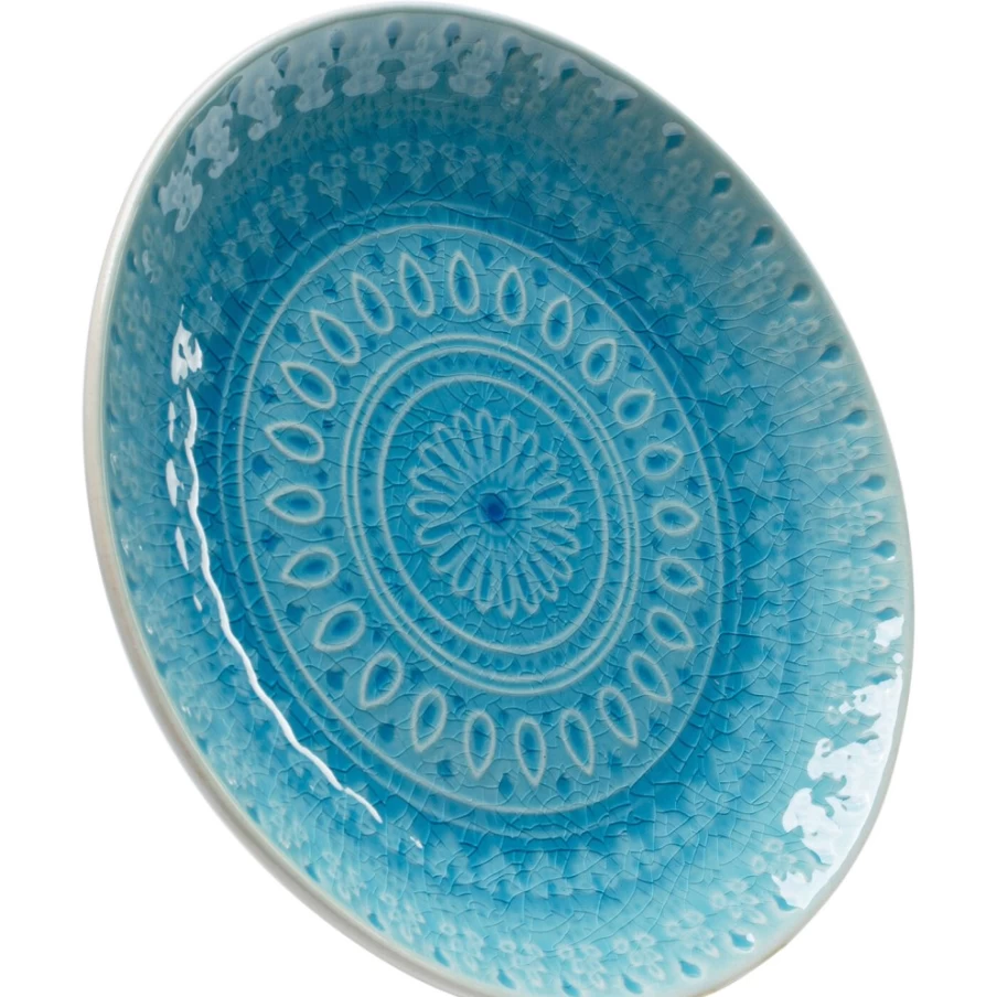 KARE Design Sicilia Blue Decorative Plate 21cm - Handcrafted Ceramic Art Plate for Home Decor