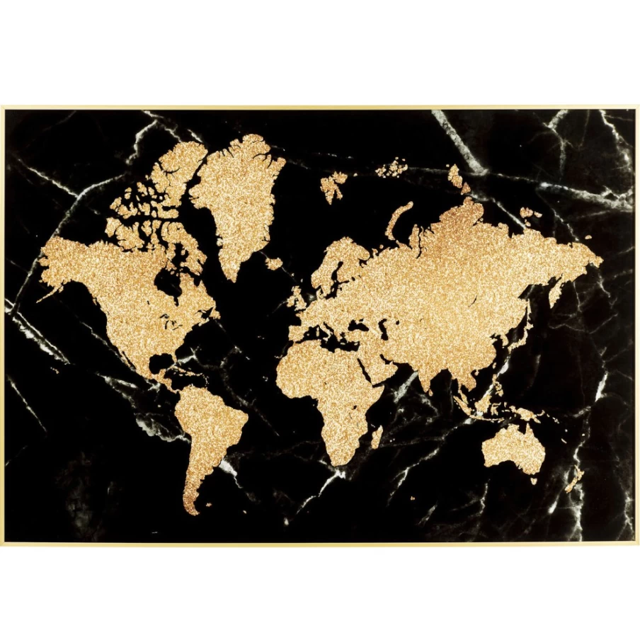 KARE Design Framed World Map Poster 150x100 cm - Modern Wall Art Decor for Home & Office