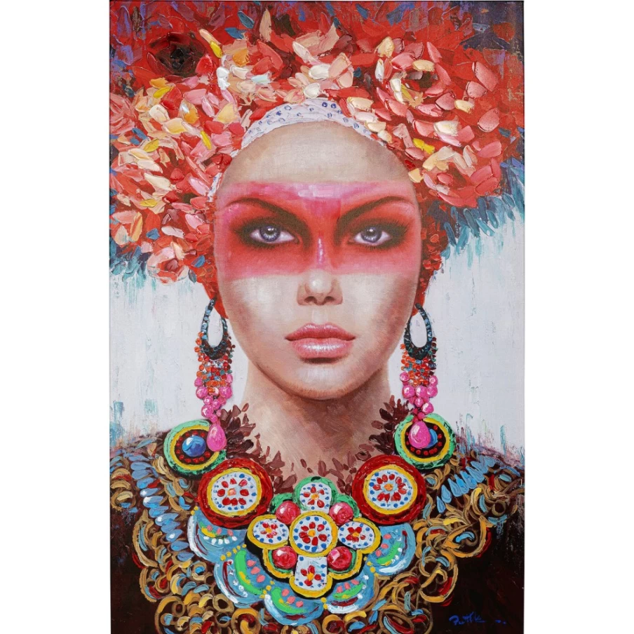 "KARE Design Modern Red Eye Lady Art Print 90x140cm Picture Framed Wall Decor"