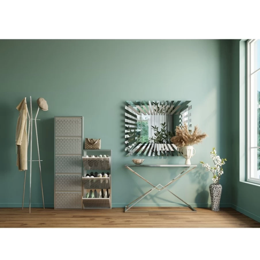 KARE Design Caruso 3 Silver Brushed Shoe Storage Container with Modern Organizer