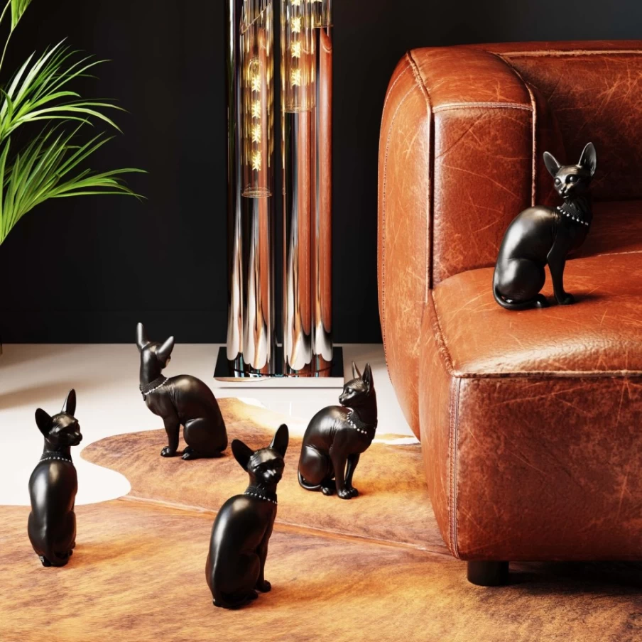 KARE Design Modern Black Cat Statue - Audrey Sitting Cat Decor Figurine 27cm for Home & Garden