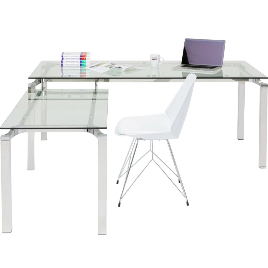 KARE Design Lorenco Modern Corner Desk 210x180cm Chrome Finish Office Workspace