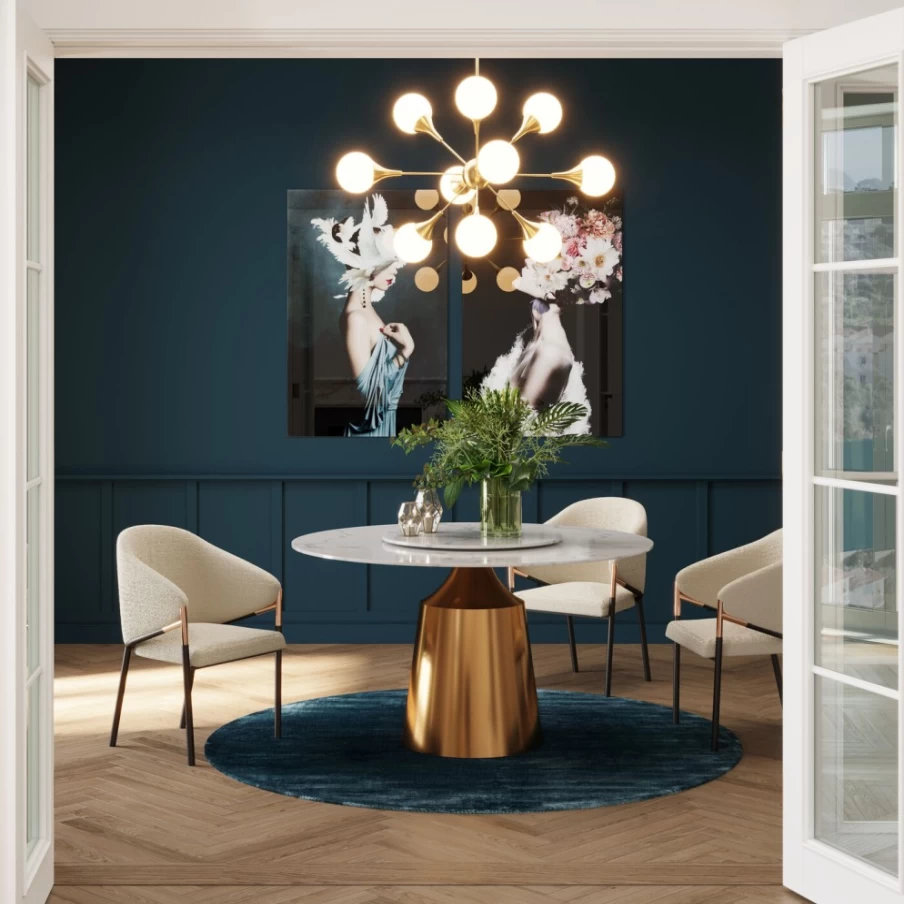 KARE Design Modern Lucia Dining Table 135cm Round Glass Top Stylish Home Furniture