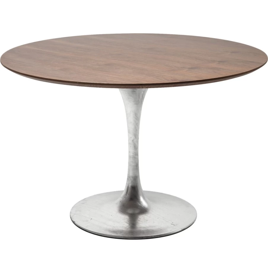 KARE Design Walnut Table Invitation Set with Zinc Accents - 120cm Elegant Dining Decor