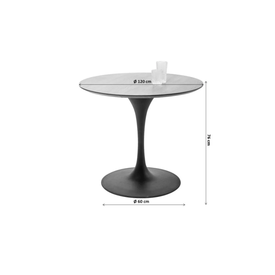 KARE Design Walnut Table Invitation Set with Zinc Accents - 120cm Elegant Dining Decor