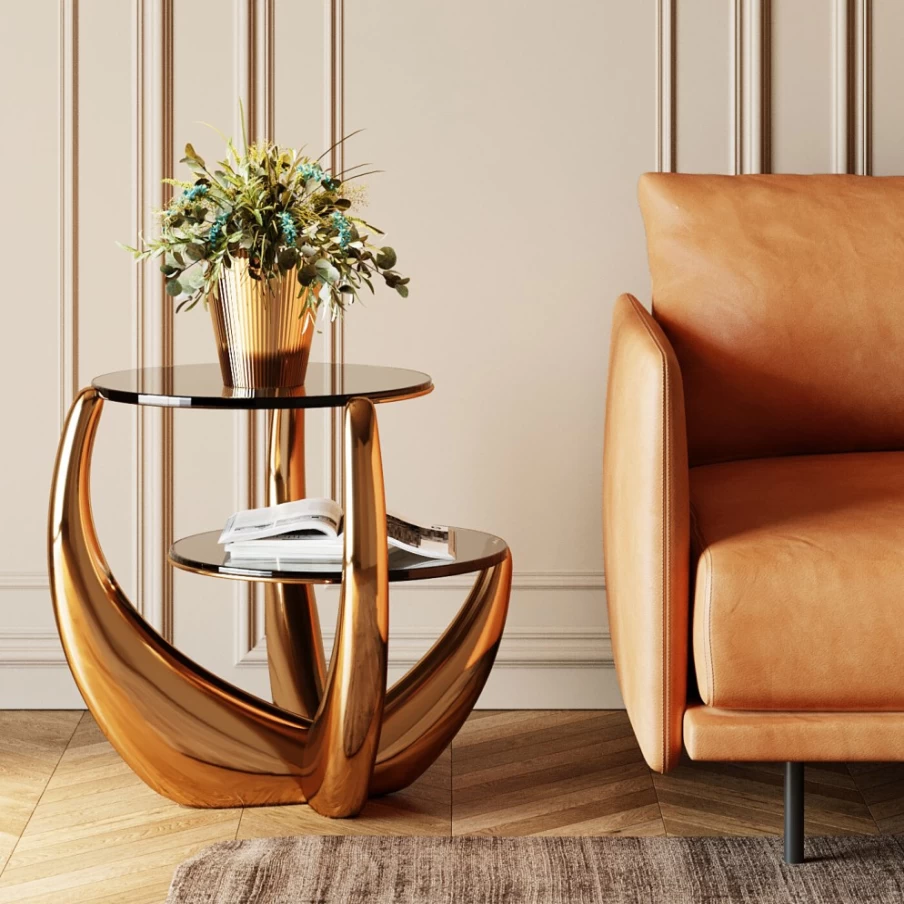 KARE Design Piera Modern Side Table - 53cm x 55cm Nightstand or End Table for Living Room & Bedroom