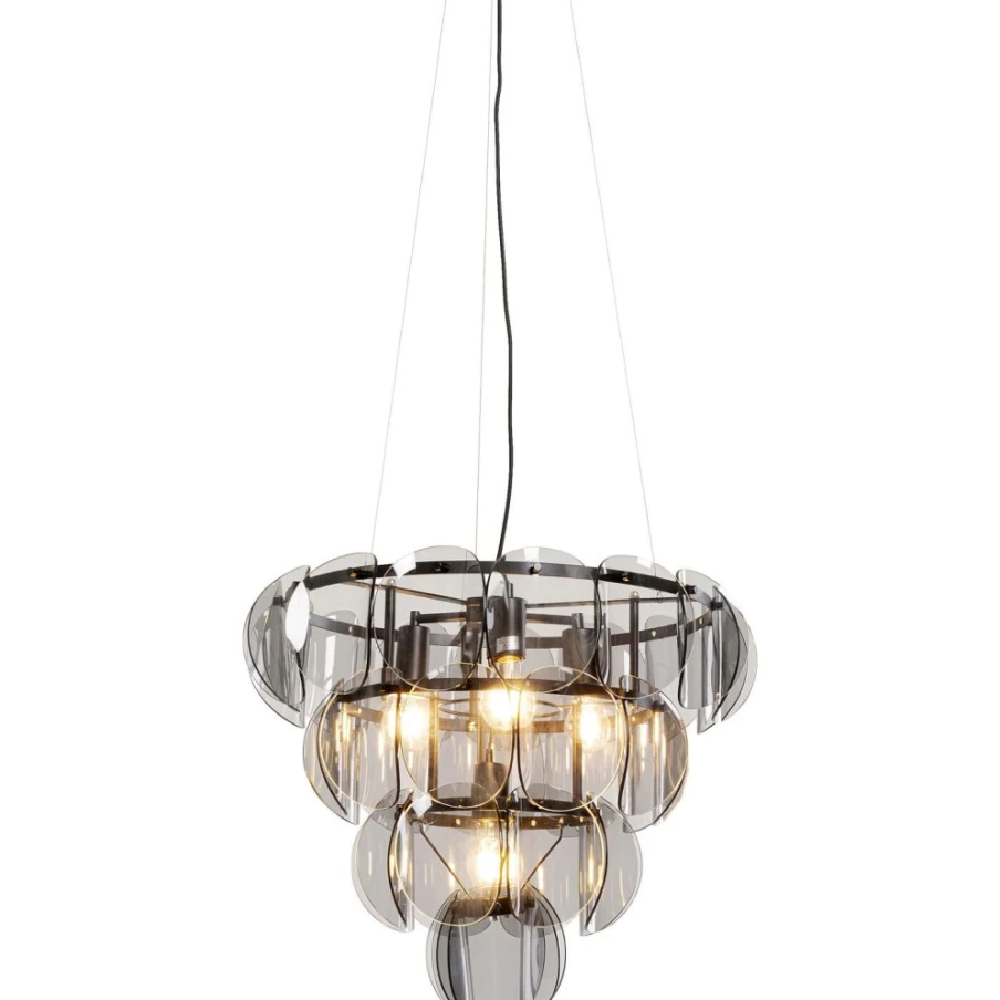 KARE Design Mariposa Three Circle Black Smoke Pendant Lamp - Modern Hanging Light Fixture