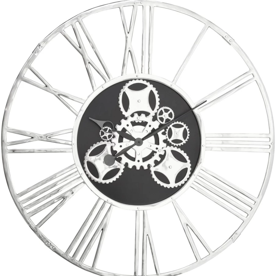 KARE Design Modern Wall Clock with Gear Motif - 120cm Large Decorative Clock for Living Room