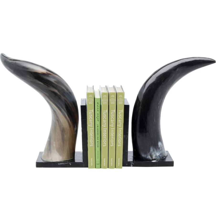 KARE Design Modern Bull Horn Bookends - Set of 2 for Stylish Shelf Decor