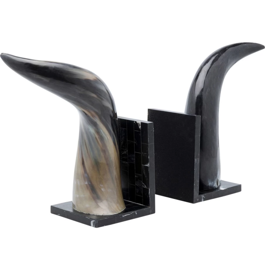 KARE Design Modern Bull Horn Bookends - Set of 2 for Stylish Shelf Decor