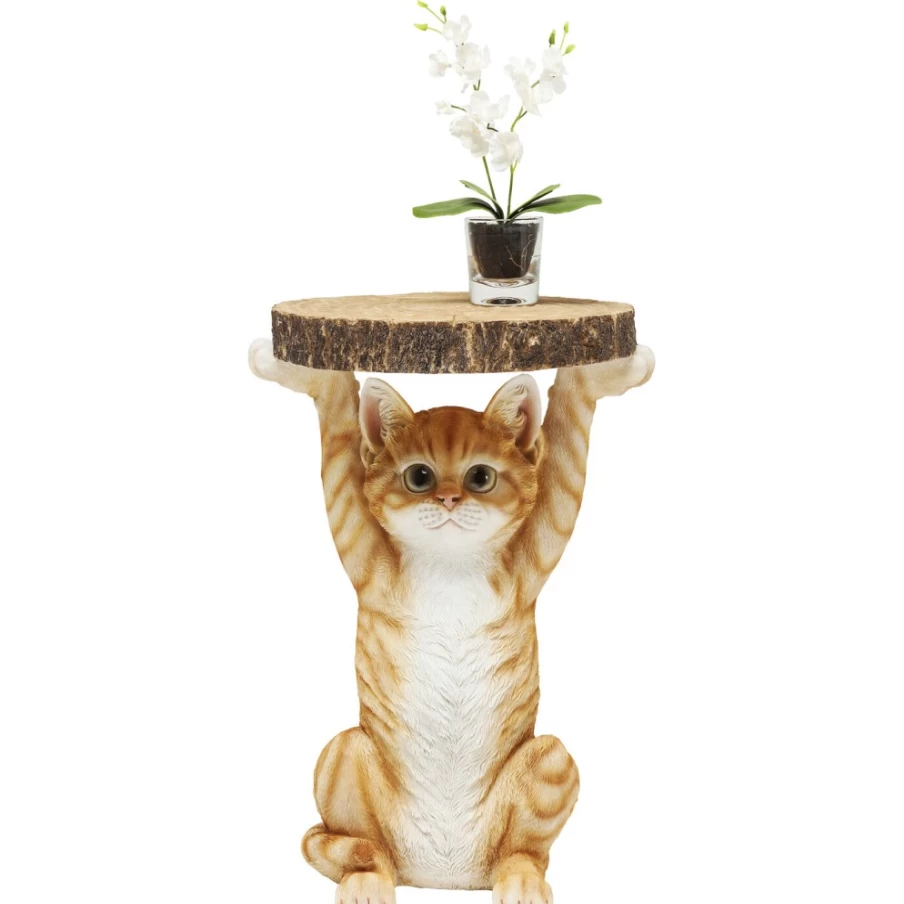 KARE Design Modern Cat Side Table - 33cm Animal-Themed Nightstand for Home Decor