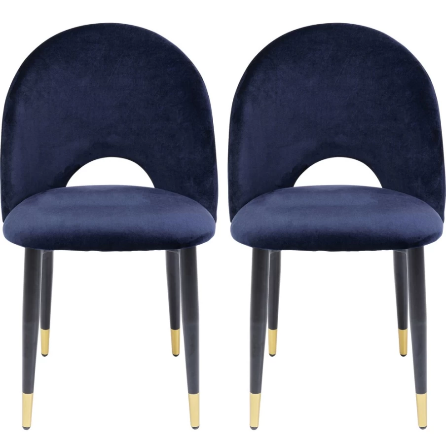 KARE Design Iris Velvet Blue Chairs - Set of 2 Modern Velvet Dining Chairs