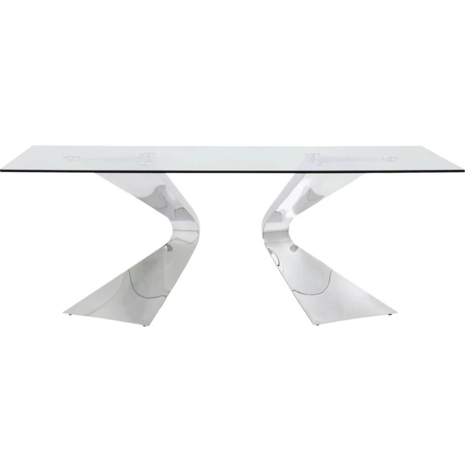 KARE Design Gloria Chrome Coffee Table 200X100Cm Modern Chrome Finish Rectangular Living Room Table