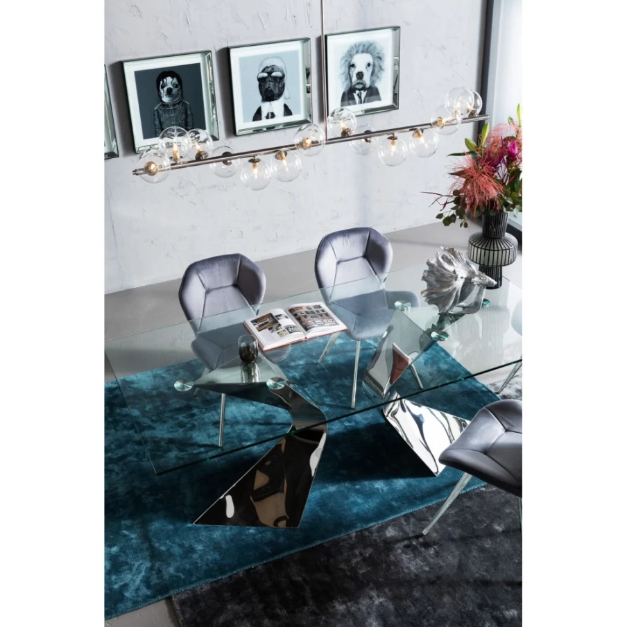 KARE Design Gloria Chrome Coffee Table 200X100Cm Modern Chrome Finish Rectangular Living Room Table