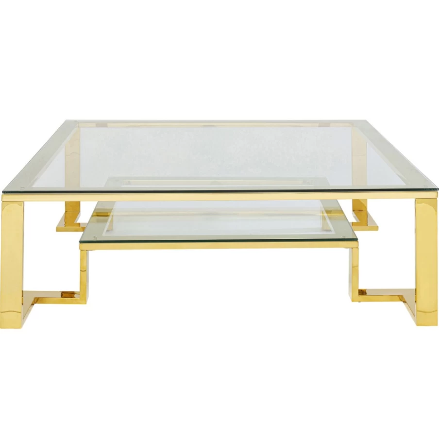 KARE Design Modern Gold Coffee Table - 120X120Cm Luxury Square Cocktail Table for Living Room