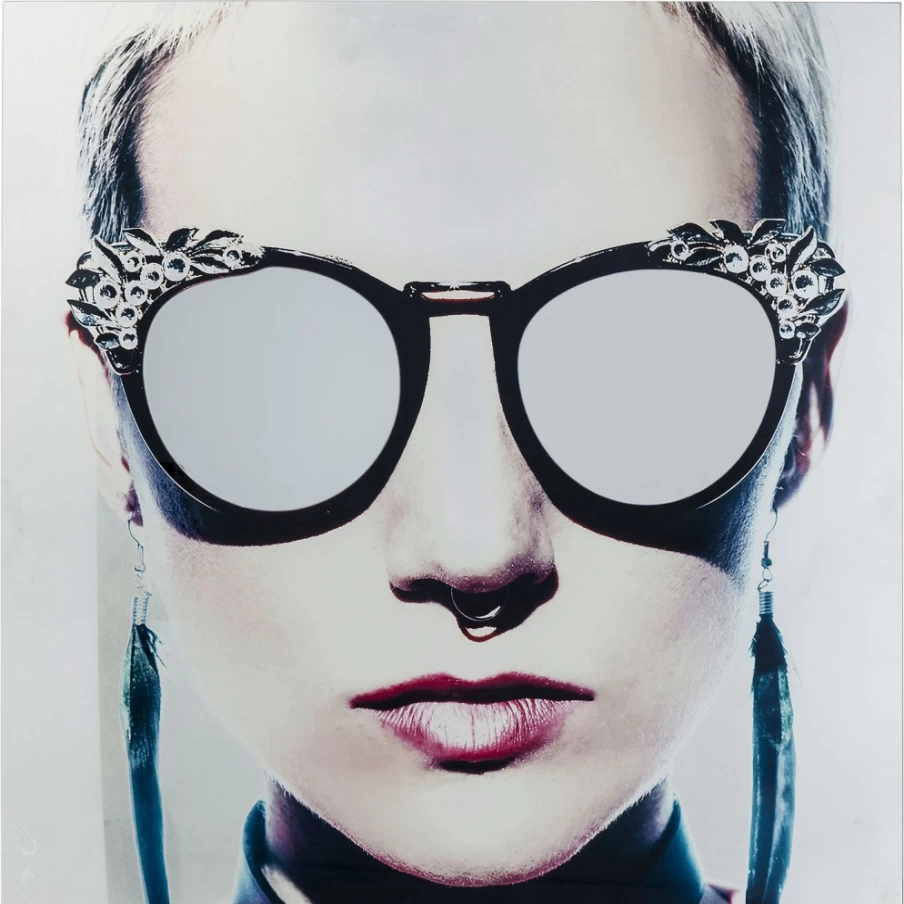 "KARE Design Modern Picture Glass Metallic Girlie Wall Art 120x120cm Square Decorative Panel"