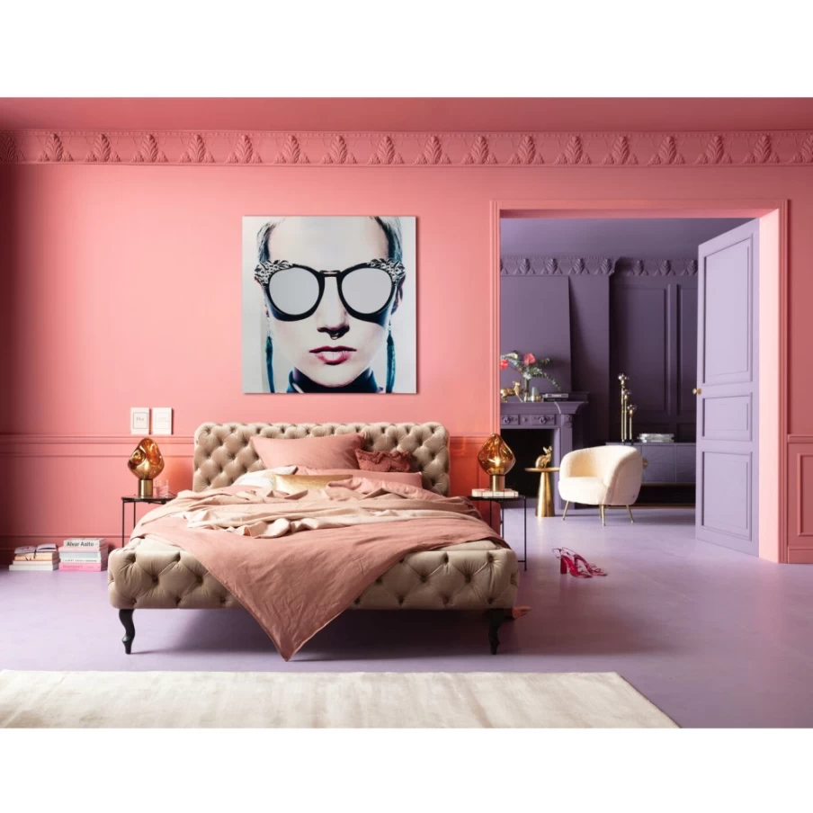 "KARE Design Modern Picture Glass Metallic Girlie Wall Art 120x120cm Square Decorative Panel"