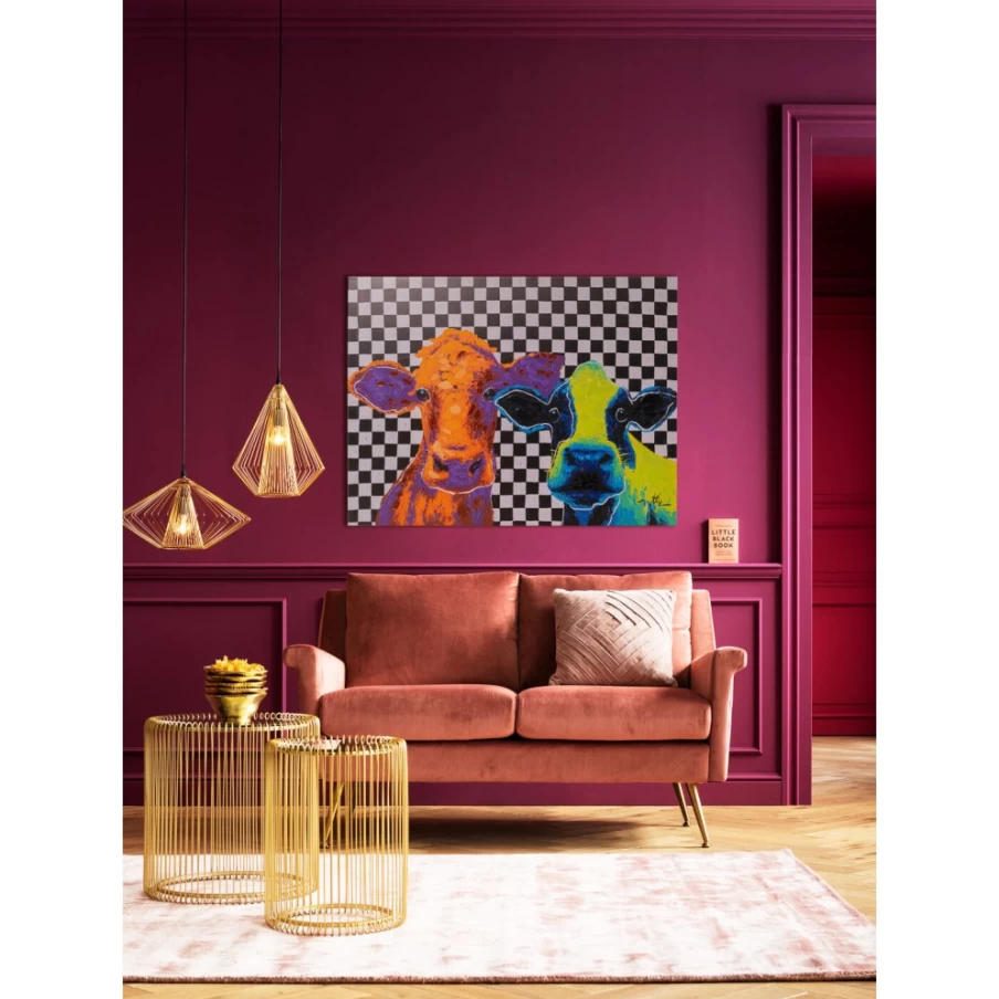 "KARE Design Colorful Cows Canvas Art Print - 120x90cm Modern Wall Decor"