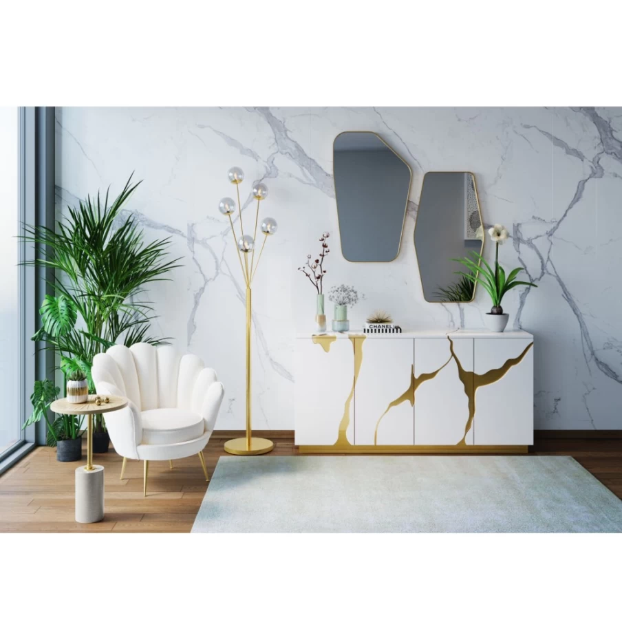 KARE Design Talea Modern Gold Floor Lamp - 156cm Height Adjustable Standing Light for Living Room