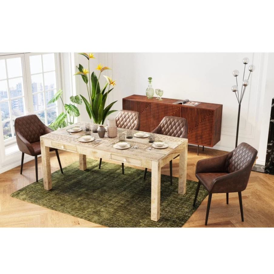 KARE Design Modern Dining Table Puro 180 x 90 cm - Scandinavian Style Wooden Table for Kitchen & Living Room
