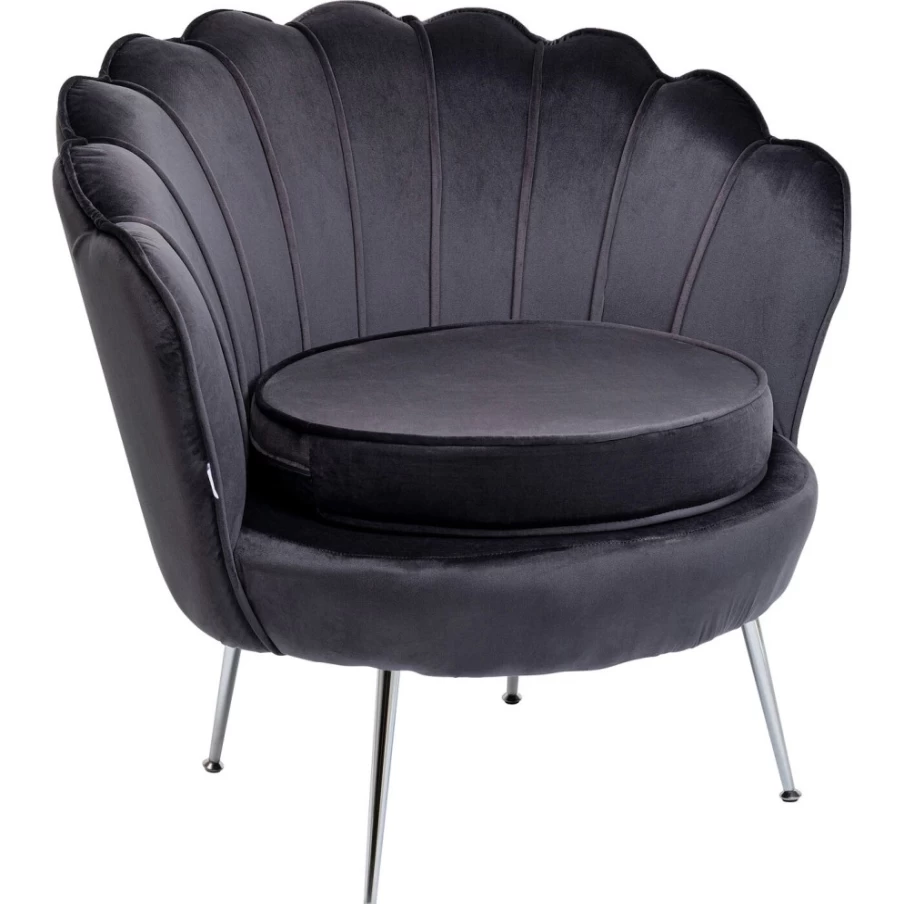 "KARE Design Water Lily Armchair in Chrome Grey - Modern Lounge Chair"