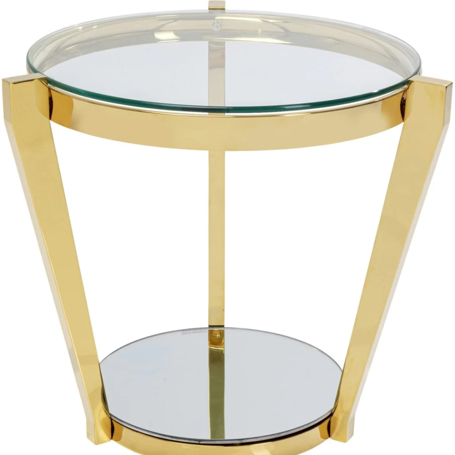 KARE Design Modern Gold Monocolo Side Table - 50cm Round Accent Table for Living Room
