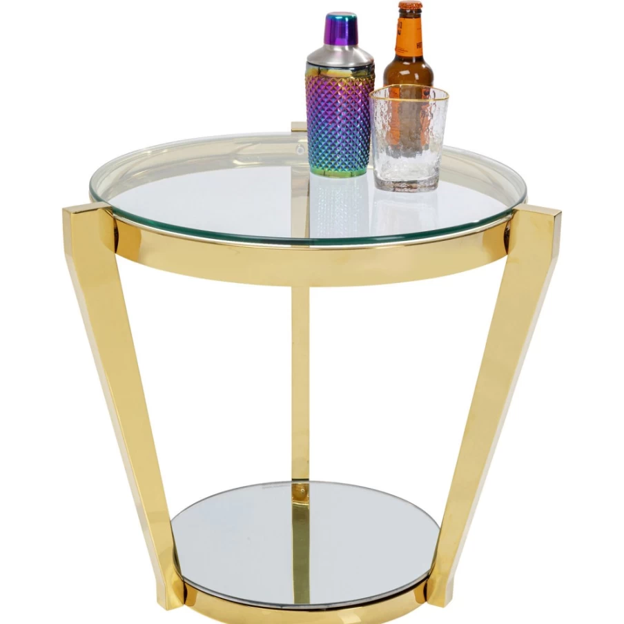 KARE Design Modern Gold Monocolo Side Table - 50cm Round Accent Table for Living Room