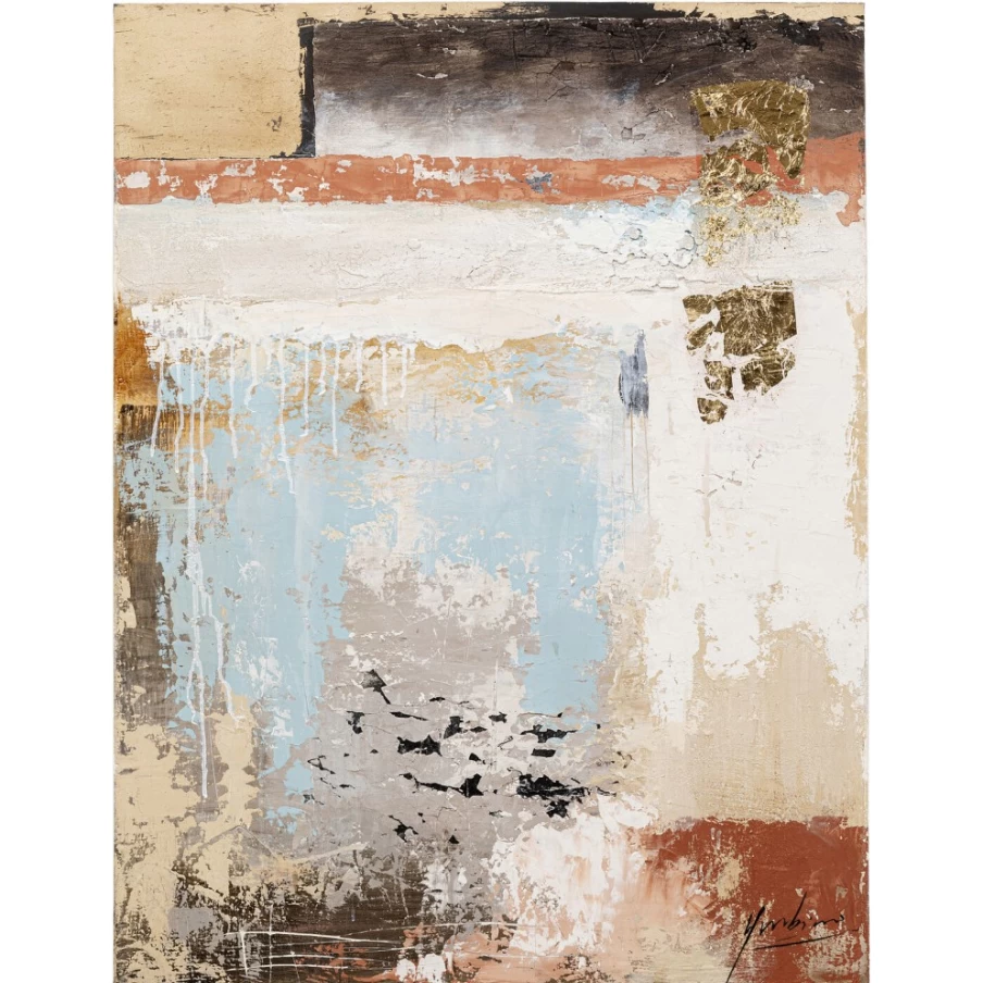 "KARE Design Blue Abstract Canvas Wall Art - 90x120cm Modern Splash Painting for Home Decor"
