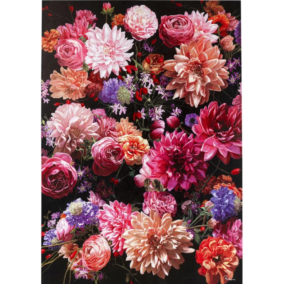 KARE Design Modern Floral Picture Bouquet Wall Art 140x200cm - Hand-Touched Canvas Print for Home Decor