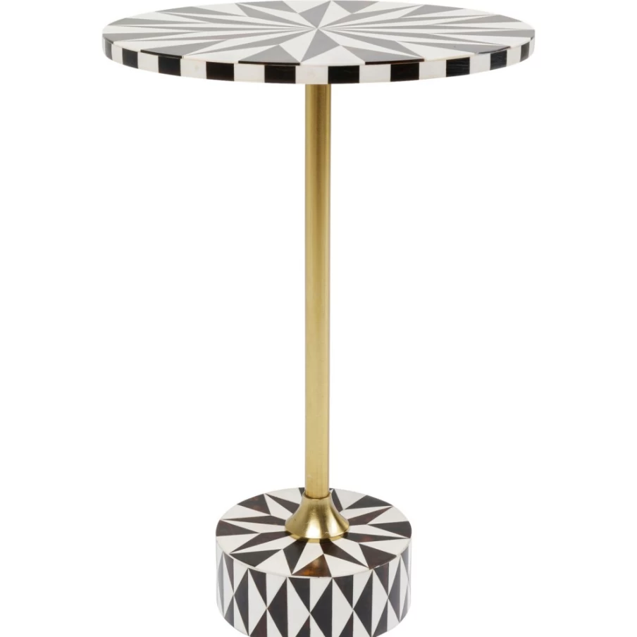 KARE Design Domero Star Side Table - 40cm Round End Table in Brown & White
