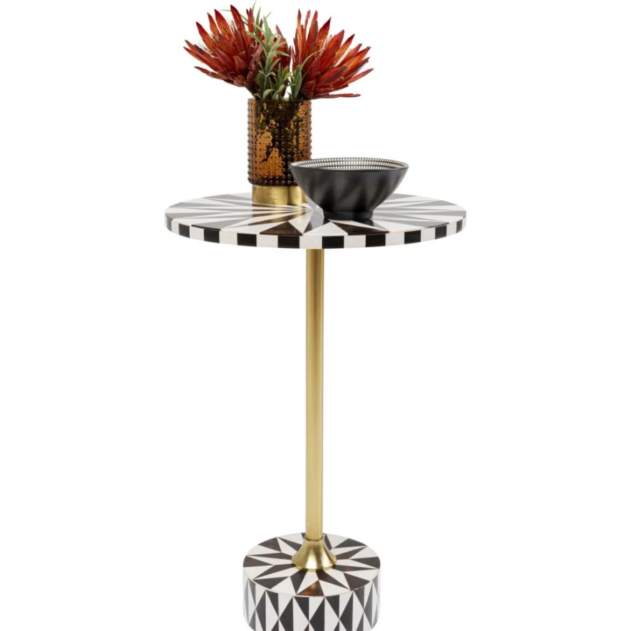 KARE Design Domero Star Side Table - 40cm Round End Table in Brown & White