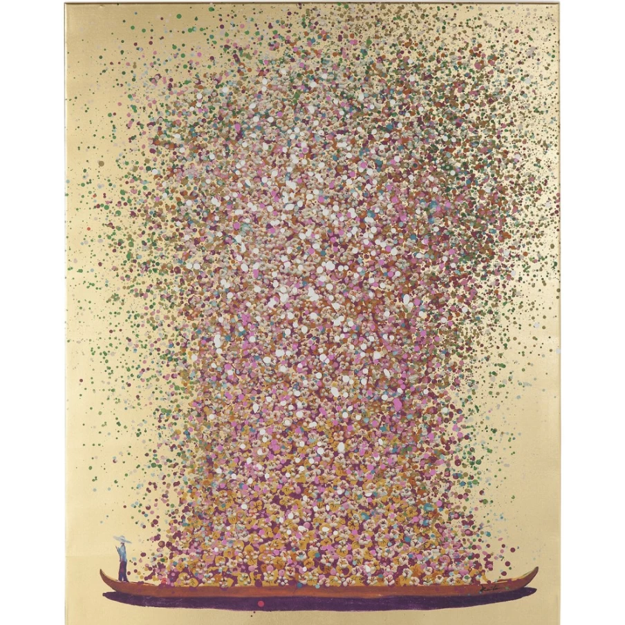 "KARE Design Gold Pink Floral Boat Picture 120x160cm Wall Art Decor"