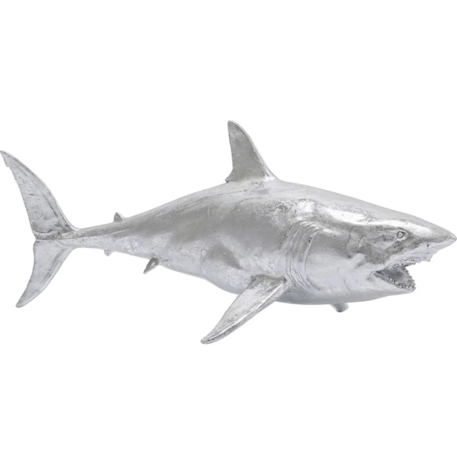 KARE Design Modern Silver Henry Shark Sculpture - 106cm Deco Figurine for Home Decor