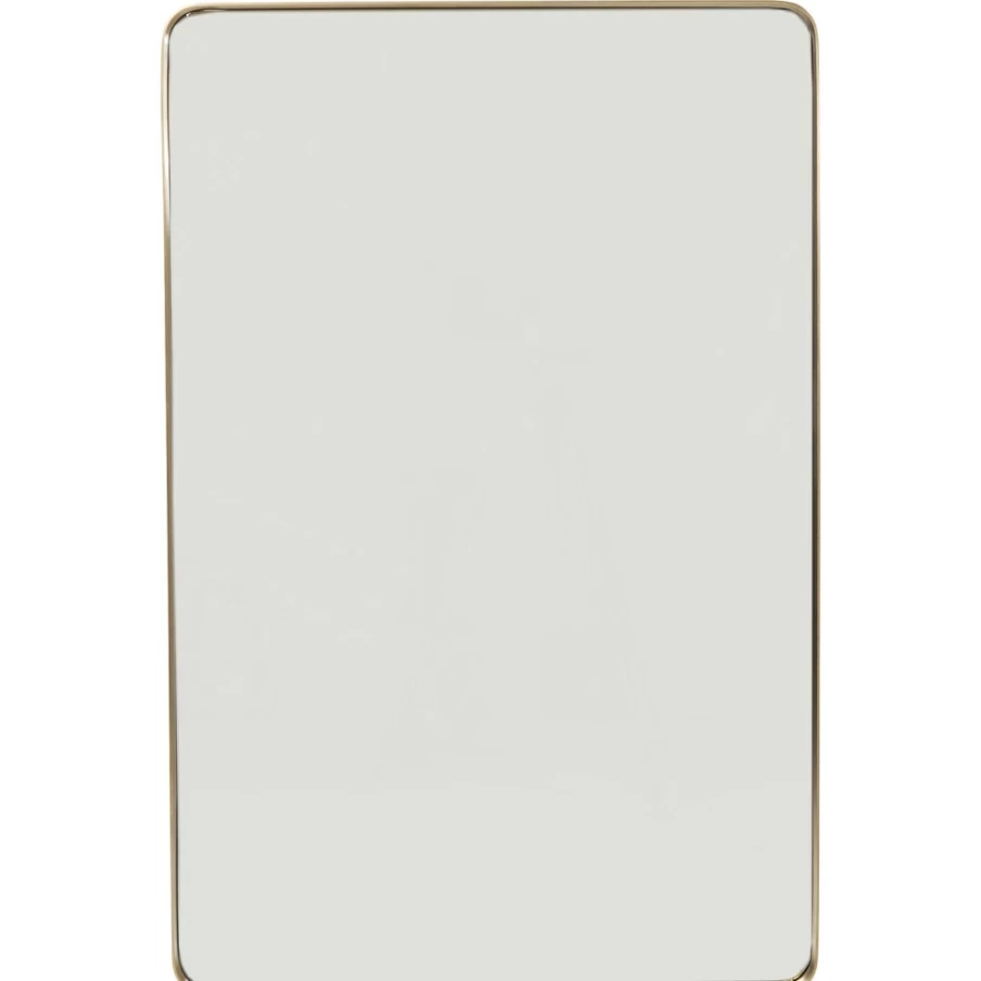 "KARE Design Modern Brass Wall Mirror - Curved Rectangular 80x120cm, Luxury Decorative Mirror for Home & Office"